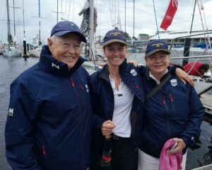 Grace with supporters on boat